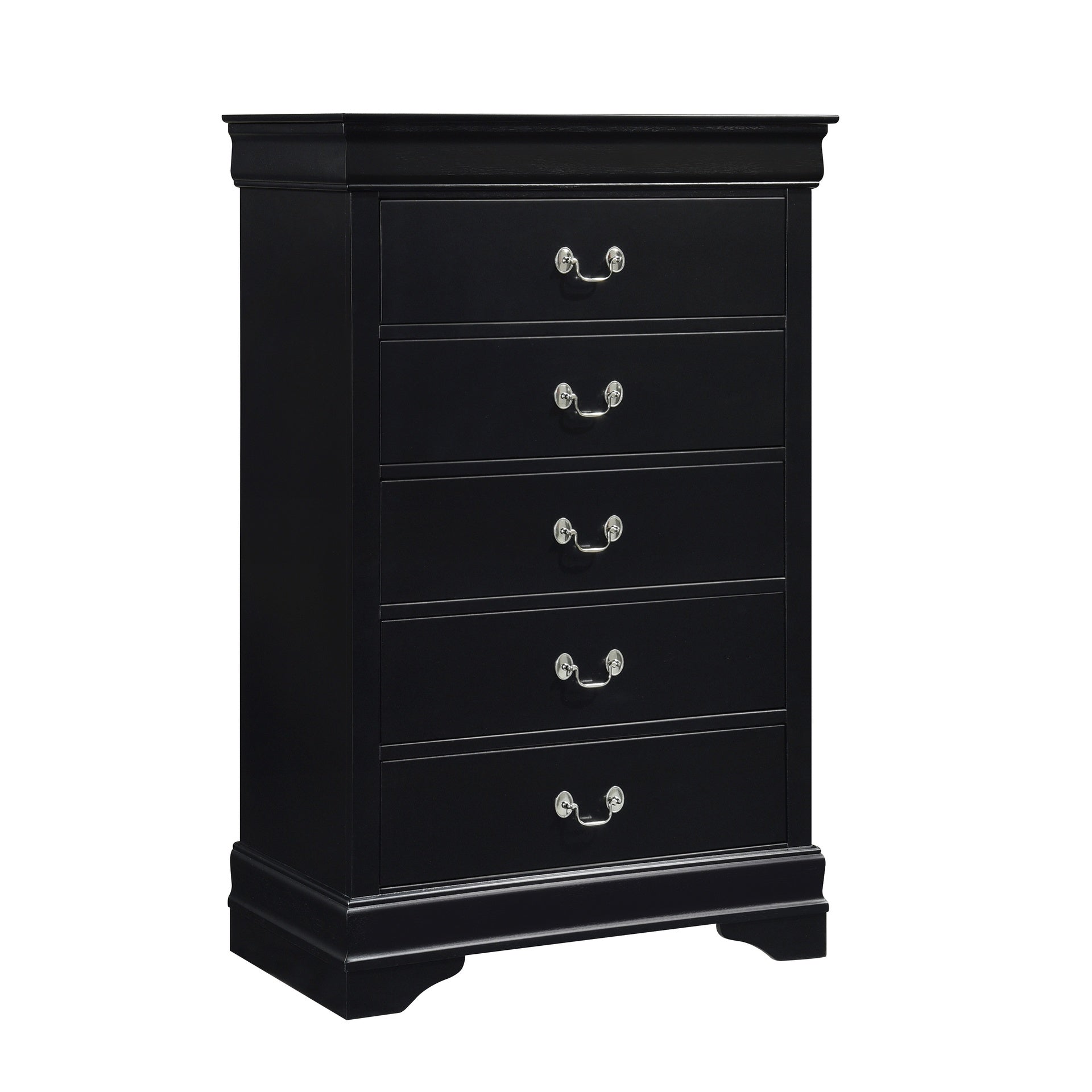 Traditional Bedroom Furniture 1pc Storage Chest of 5x Drawers Black Finish Classic Design