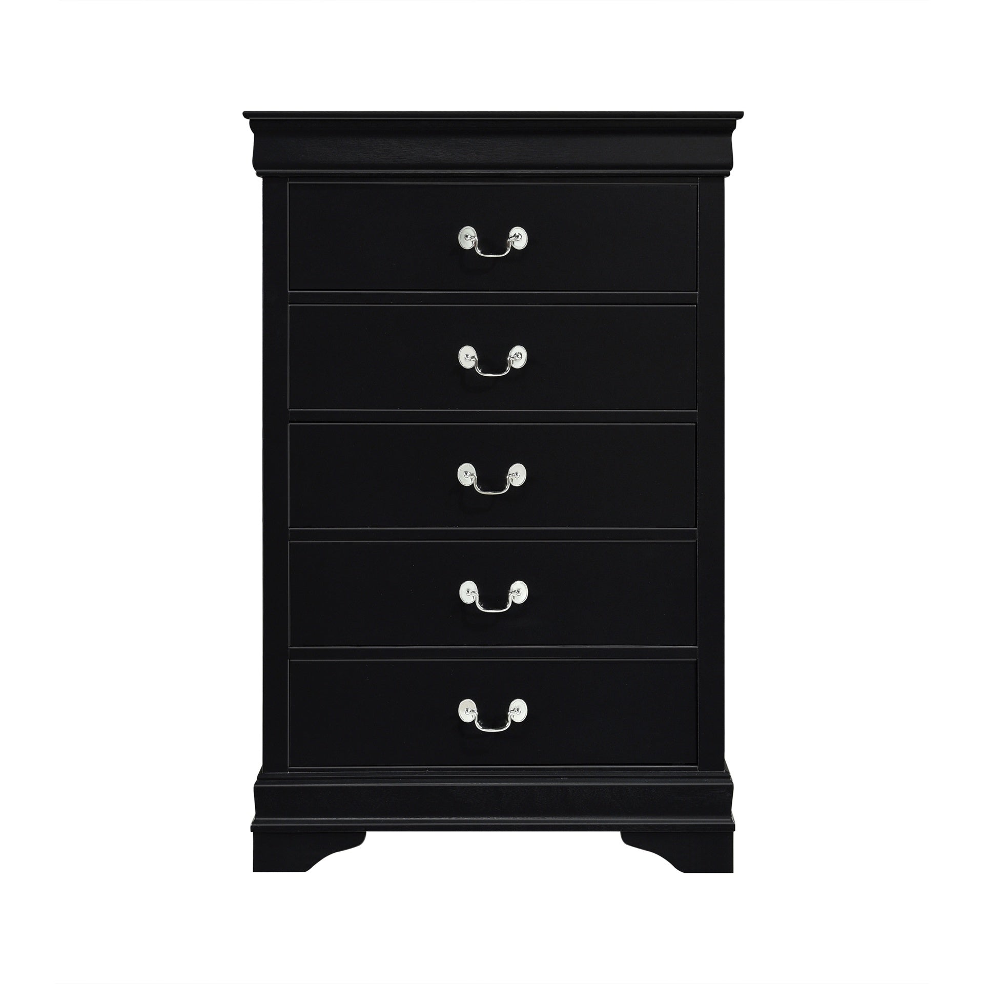 Traditional Bedroom Furniture 1pc Storage Chest of 5x Drawers Black Finish Classic Design