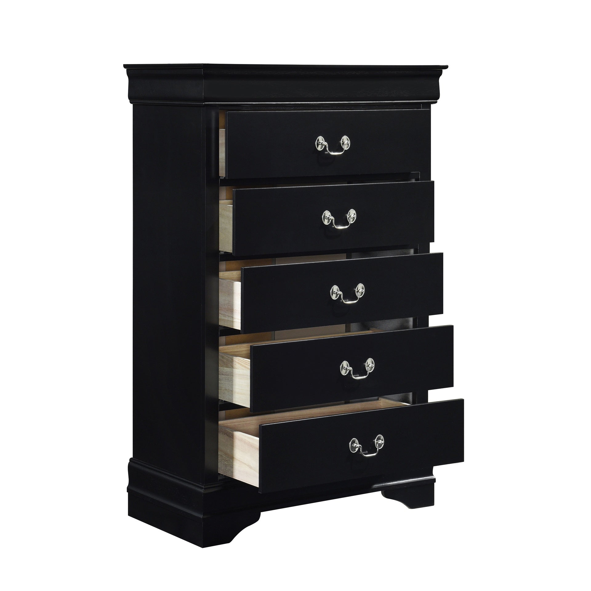 Traditional Bedroom Furniture 1pc Storage Chest of 5x Drawers Black Finish Classic Design