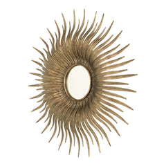 28.3" in Retro Design Gold Sunburst Metal Wall Mirror Decorative Mirror for a Bedroom, Dressing Room, Hallway or Living Space.
