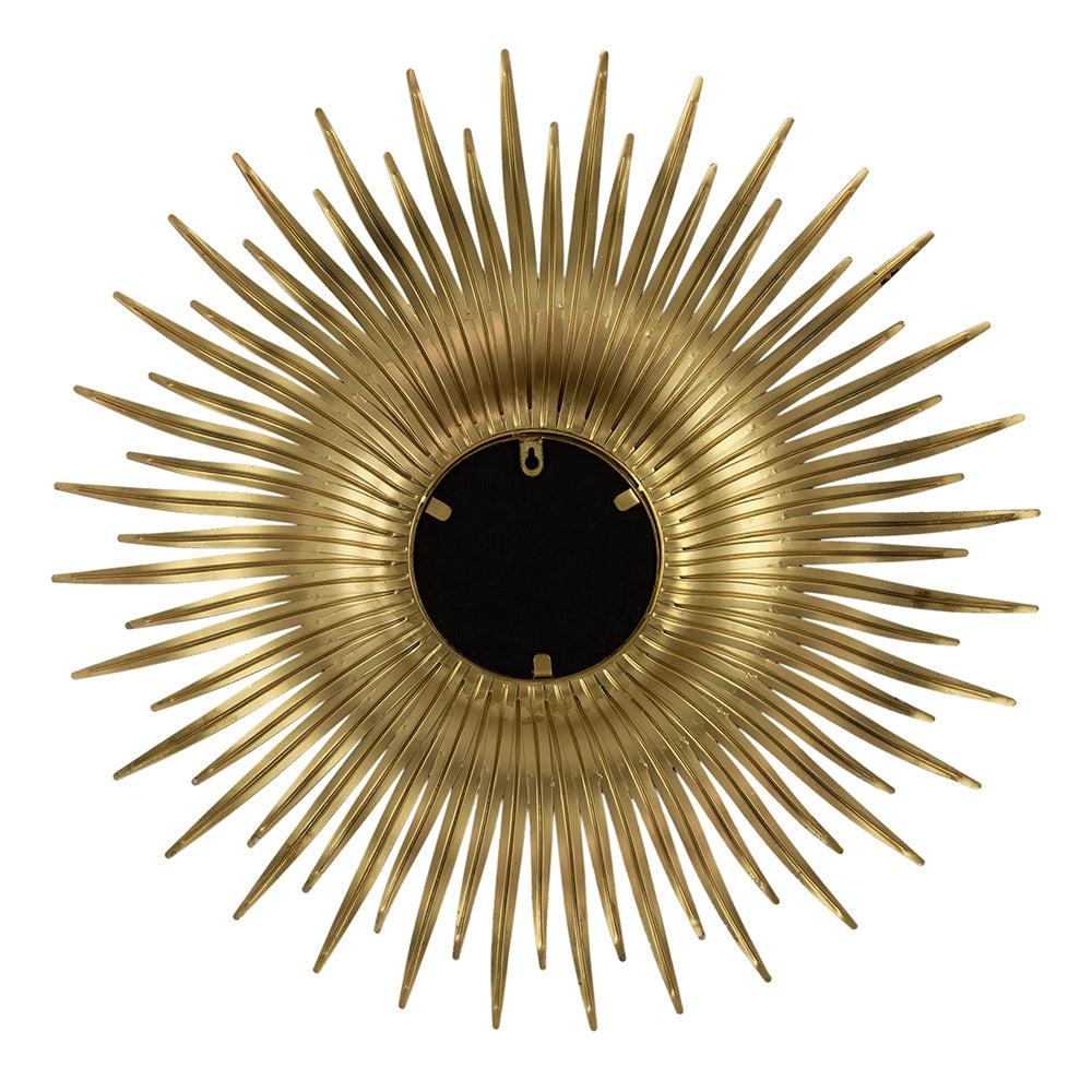 28.3" in Retro Design Gold Sunburst Metal Wall Mirror Decorative Mirror for a Bedroom, Dressing Room, Hallway or Living Space.