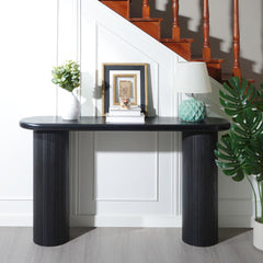 Wood Console Table, Modern Black Console Table, 56" W fluted entryway table,Black Entry Table Narrow Console Table Modern Hallway Table Modern Sofa Table for Living Room