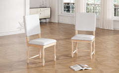 TOPMAX Vintage Traditional 2-Piece Upholstered Dining Chairs with Padded Backs, Natural