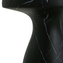 Outdoor Travertine MGO Side Table,Light Weight Concrete End Table,Black Marble Effect
