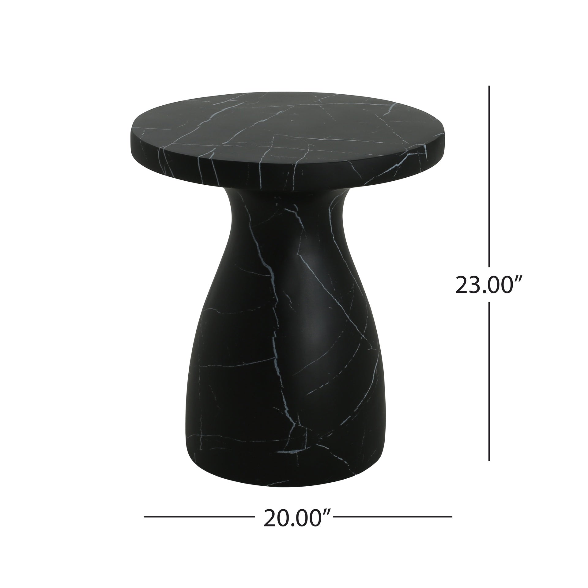Outdoor Travertine MGO Side Table,Light Weight Concrete End Table,Black Marble Effect