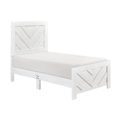 Contemporary White Finish Twin Size Panel Bed Wooden Bedroom Furniture 1pc, Bed in a Box