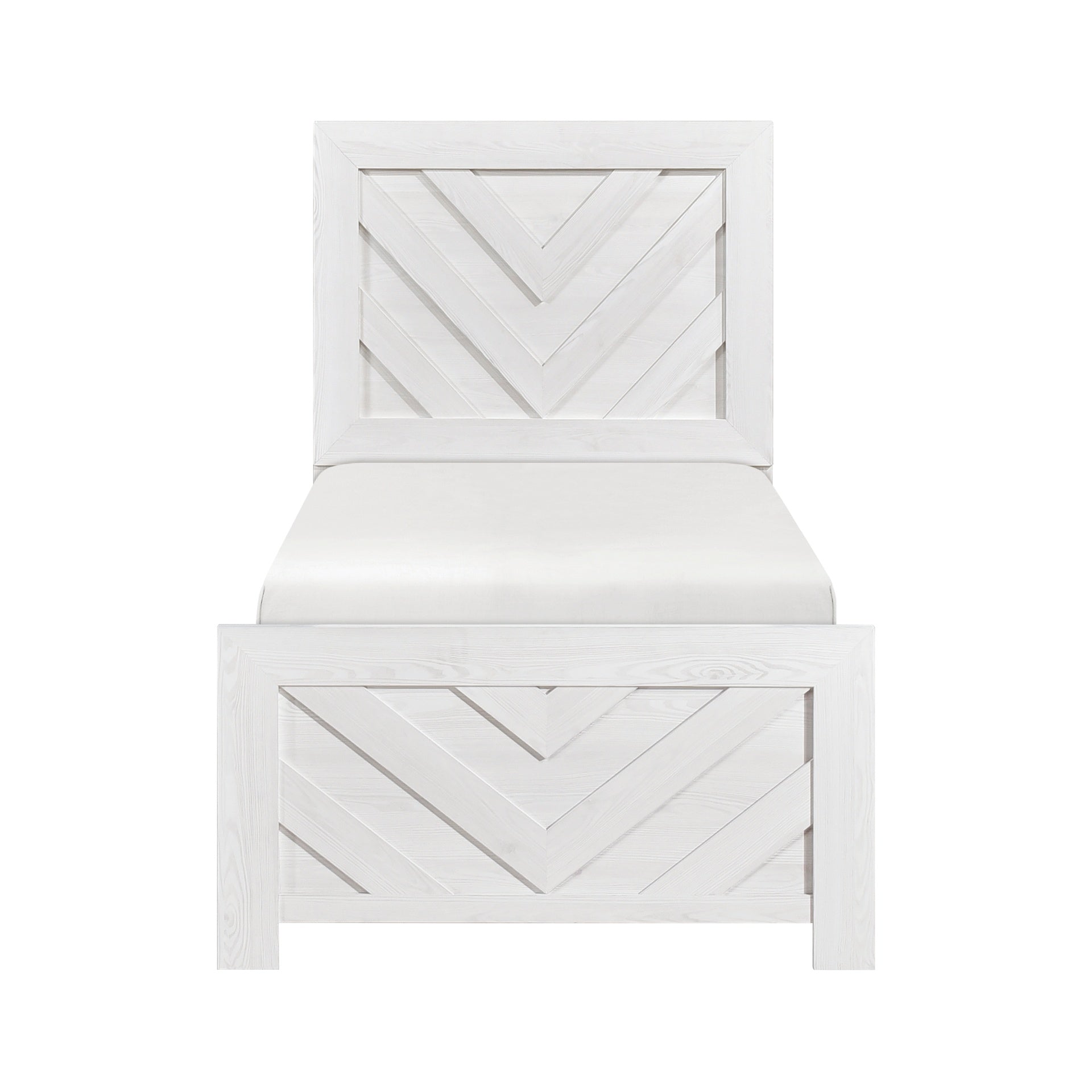 Contemporary White Finish Twin Size Panel Bed Wooden Bedroom Furniture 1pc, Bed in a Box