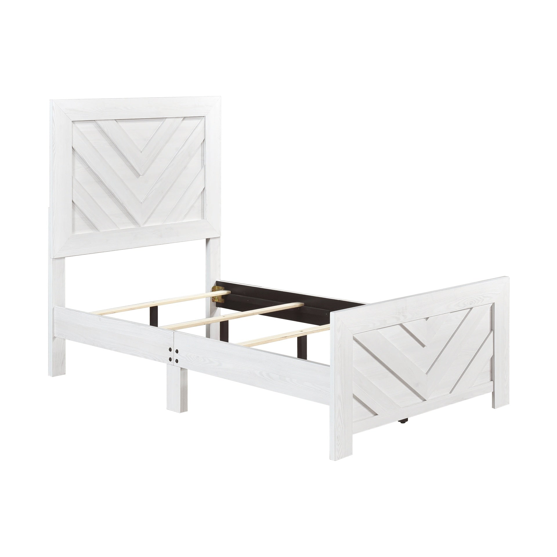 Contemporary White Finish Twin Size Panel Bed Wooden Bedroom Furniture 1pc, Bed in a Box
