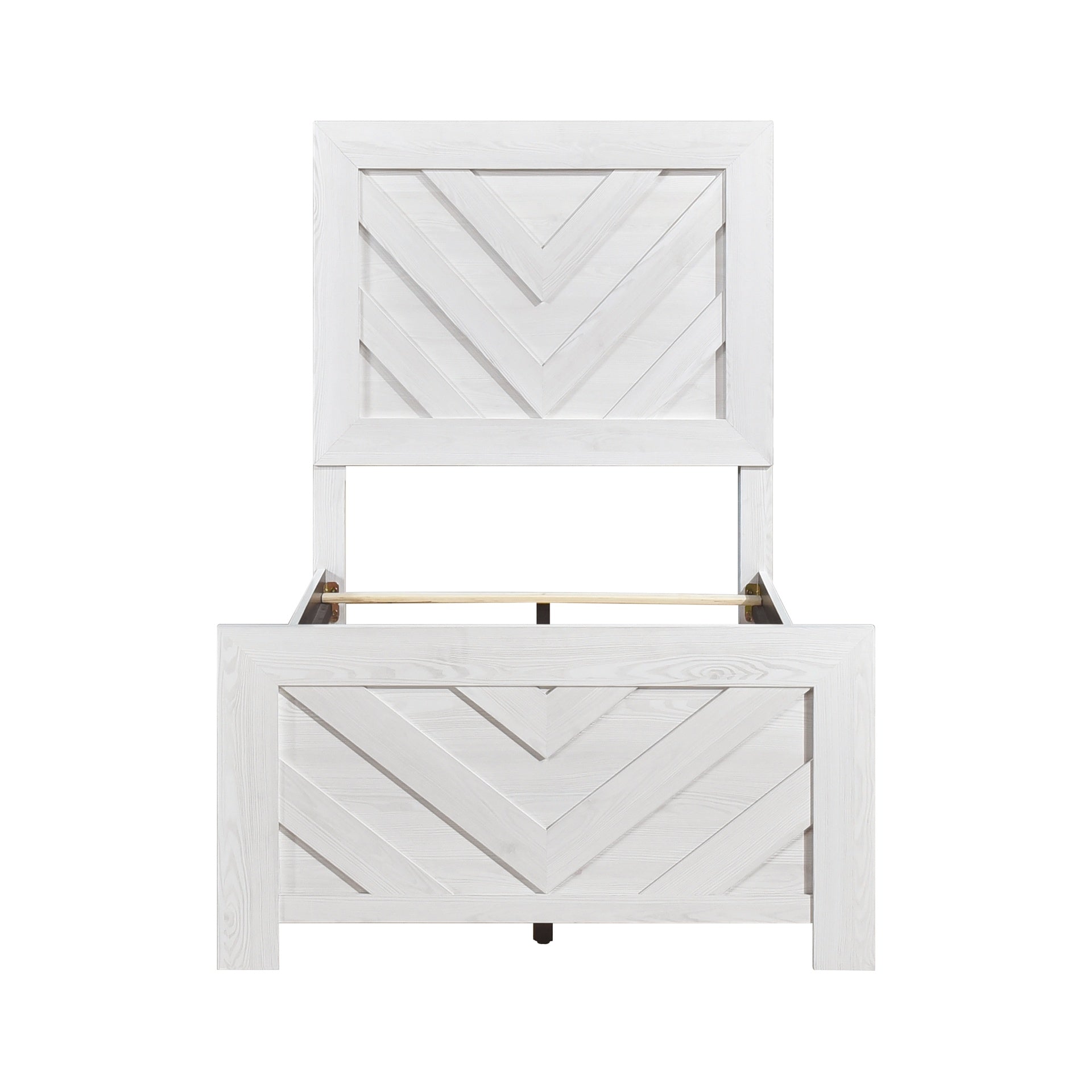 Contemporary White Finish Twin Size Panel Bed Wooden Bedroom Furniture 1pc, Bed in a Box