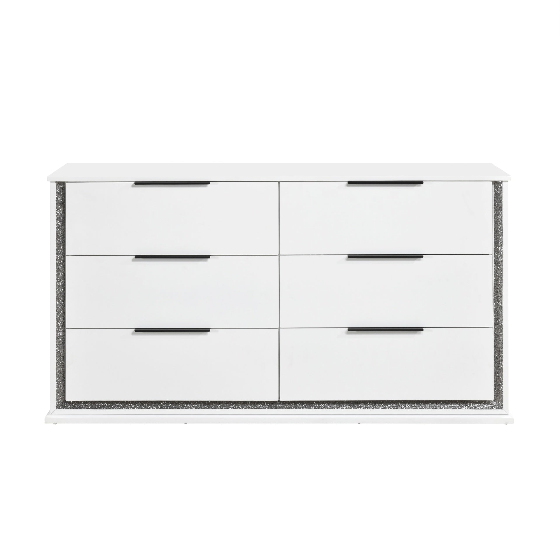 Contemporary Glam White Finish Dresser with 6 Drawers LED Light 8-Colors Bedroom Furniture 1pc Storage Cabinet