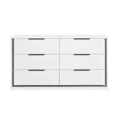 Contemporary Glam White Finish Dresser with 6 Drawers LED Light 8-Colors Bedroom Furniture 1pc Storage Cabinet