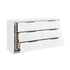 Contemporary Glam White Finish Dresser with 6 Drawers LED Light 8-Colors Bedroom Furniture 1pc Storage Cabinet