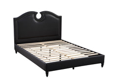 Black Faux Leather Unique Design Headboard 1pc California King Size Bed Bedroom Furniture Nailhead Upholstered Modern Bedframe
