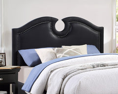 Black Faux Leather Unique Design Headboard 1pc California King Size Bed Bedroom Furniture Nailhead Upholstered Modern Bedframe