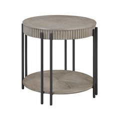 3pc Contemporary Round Coffee Table and Two End Table with Storage Shelf Black Brown Tan / Beige Finish Living Room Wooden Modern Furniture