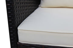 Outdoor patio Furniture sets 3 piece Conversation set wicker Ratten Sectional Sofa With Seat Cushions(Beige Cushion)