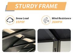 Upgraded 8x6ft Outdoor Resin Garden Shed with Floor and 2 Windows, Plastic Patio Outdoor Storage Shed with Lockable Door for Garden Tools, Bicycles, Trash Cans, Grey+Black