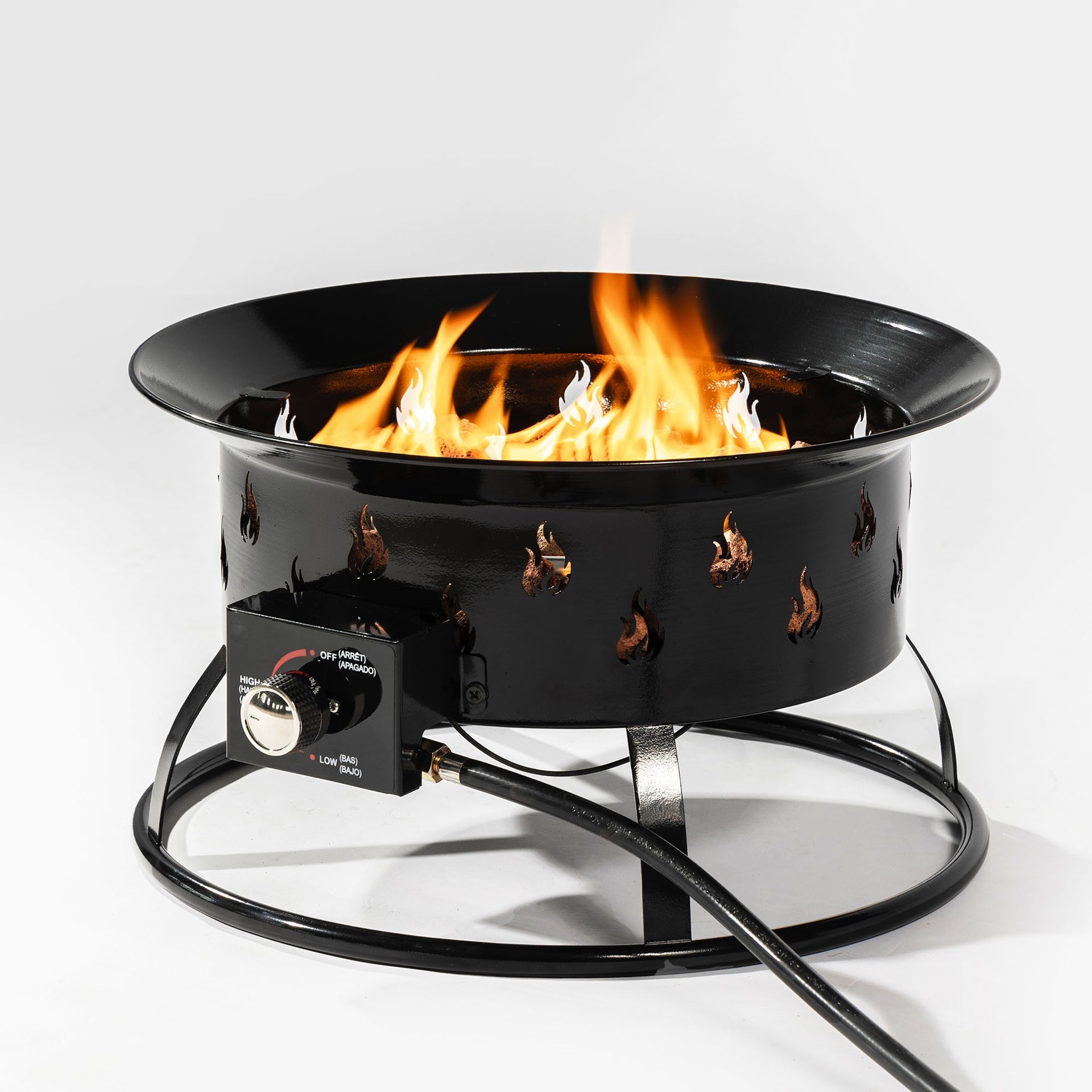 19" Propane Gas Fire Pit, 50000 BTU Round Steel Fire Pit for Outside Patio Deck Garden Backyard-Black
