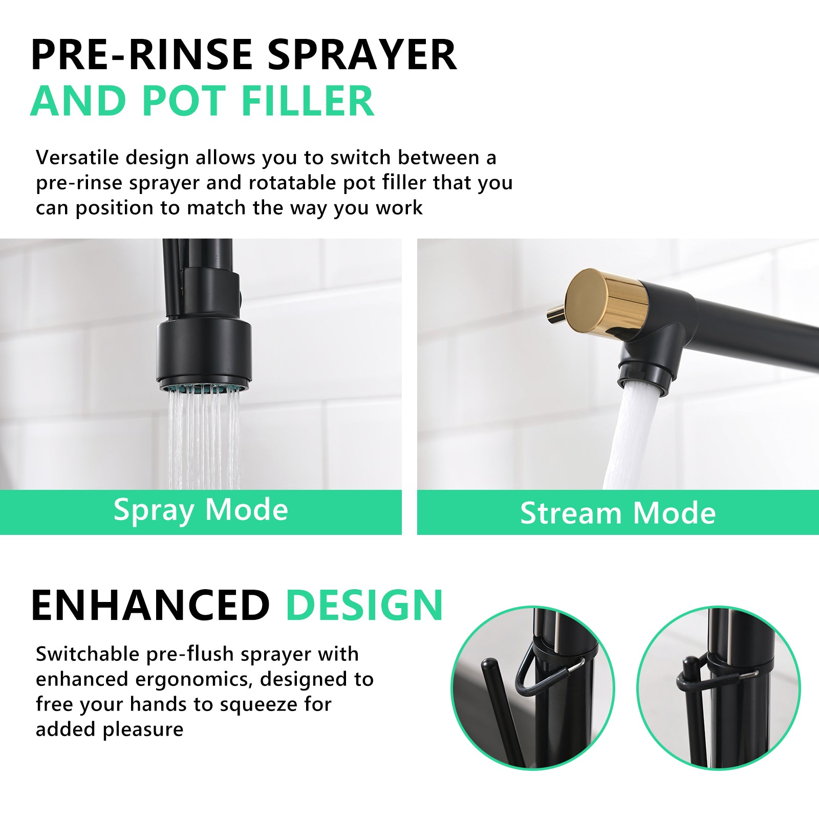 Commercial Kitchen Faucet with Pull Down Sprayer, Single Handle Single Lever Kitchen Sink Faucet