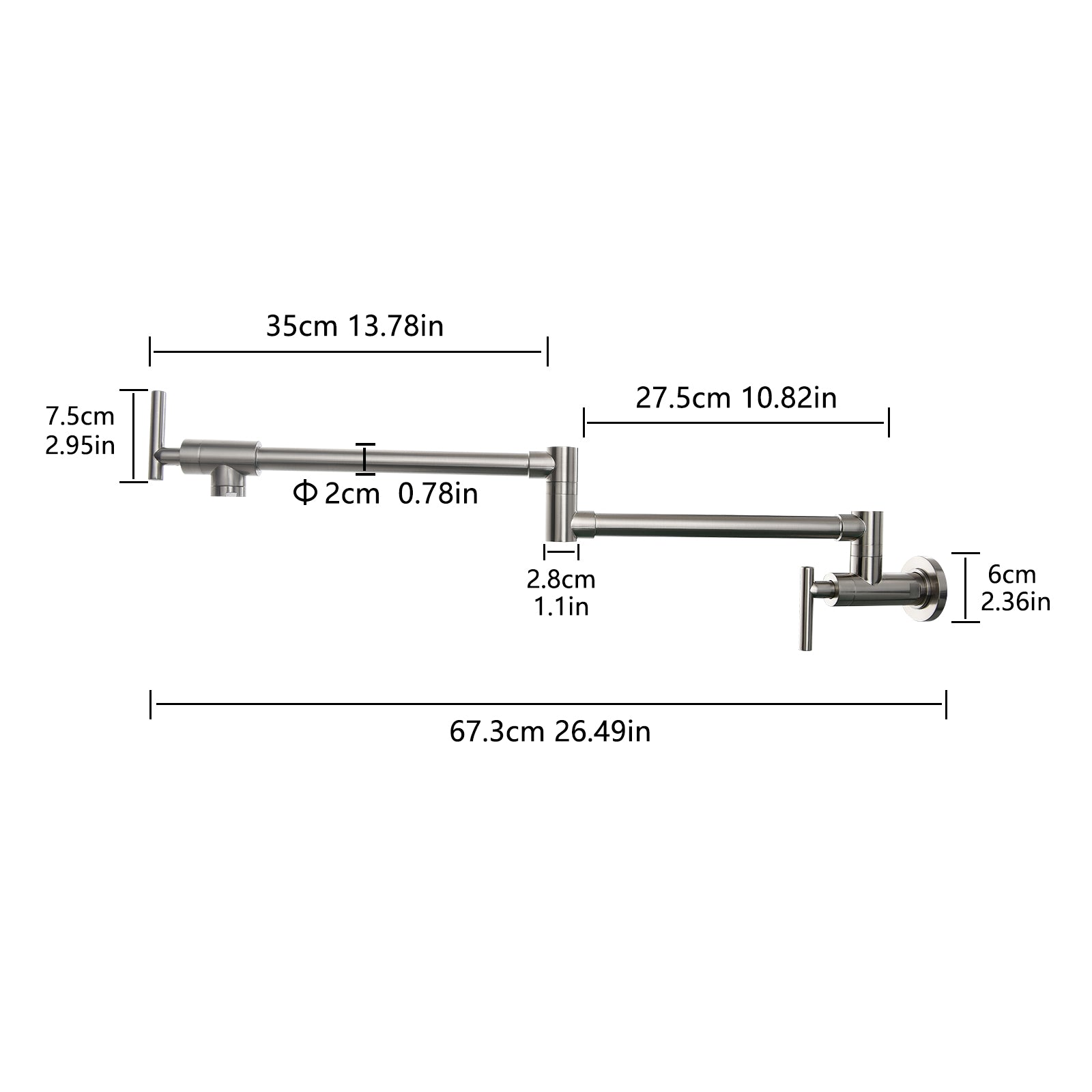 Pot Filler,Wall Mount Commercial Pot Filler Faucet,304 SS Material Kitchen Folding Faucet,Coffee Machine Faucet with Stretchable Double Joint Swing Arms,Style A,Black ened
