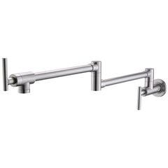 Pot Filler,Wall Mount Commercial Pot Filler Faucet,304 SS Material Kitchen Folding Faucet,Coffee Machine Faucet with Stretchable Double Joint Swing Arms,Style A,Black ened