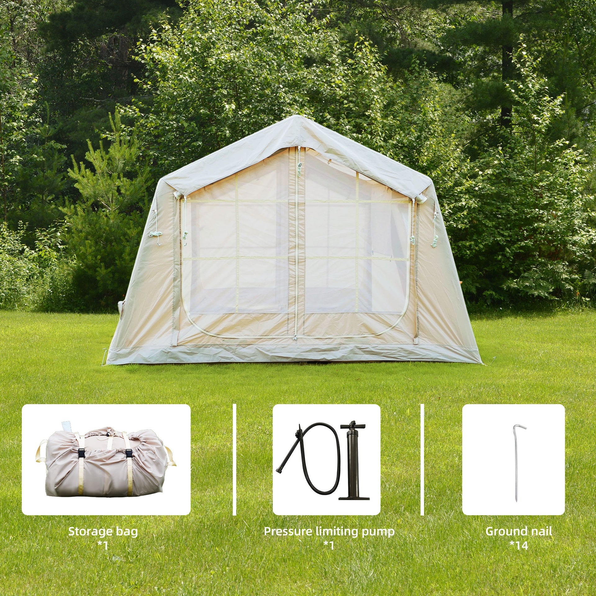 8 m ²  Inflatable Tents for Camping, Blow Up Tent with Hand Pump, Easy Setup InflatableTent 4 Season Tent, Waterproof Oxford Air Glamping Tents for Camping Adult 4/6/8 Person