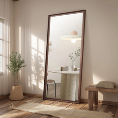 70*32 inch full-body floor mirror with Artificial wood frame, elegant design and durability, a must-have for bedrooms, clothing stores and salons