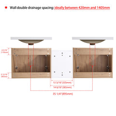 60" Wall-Mounted Bathroom Vanity With Sink and Side Cabinet, Soft Close Doors,00112IMOx1-0624IMOx2-0612GWH Combination Cabinet(KD-Packing)
