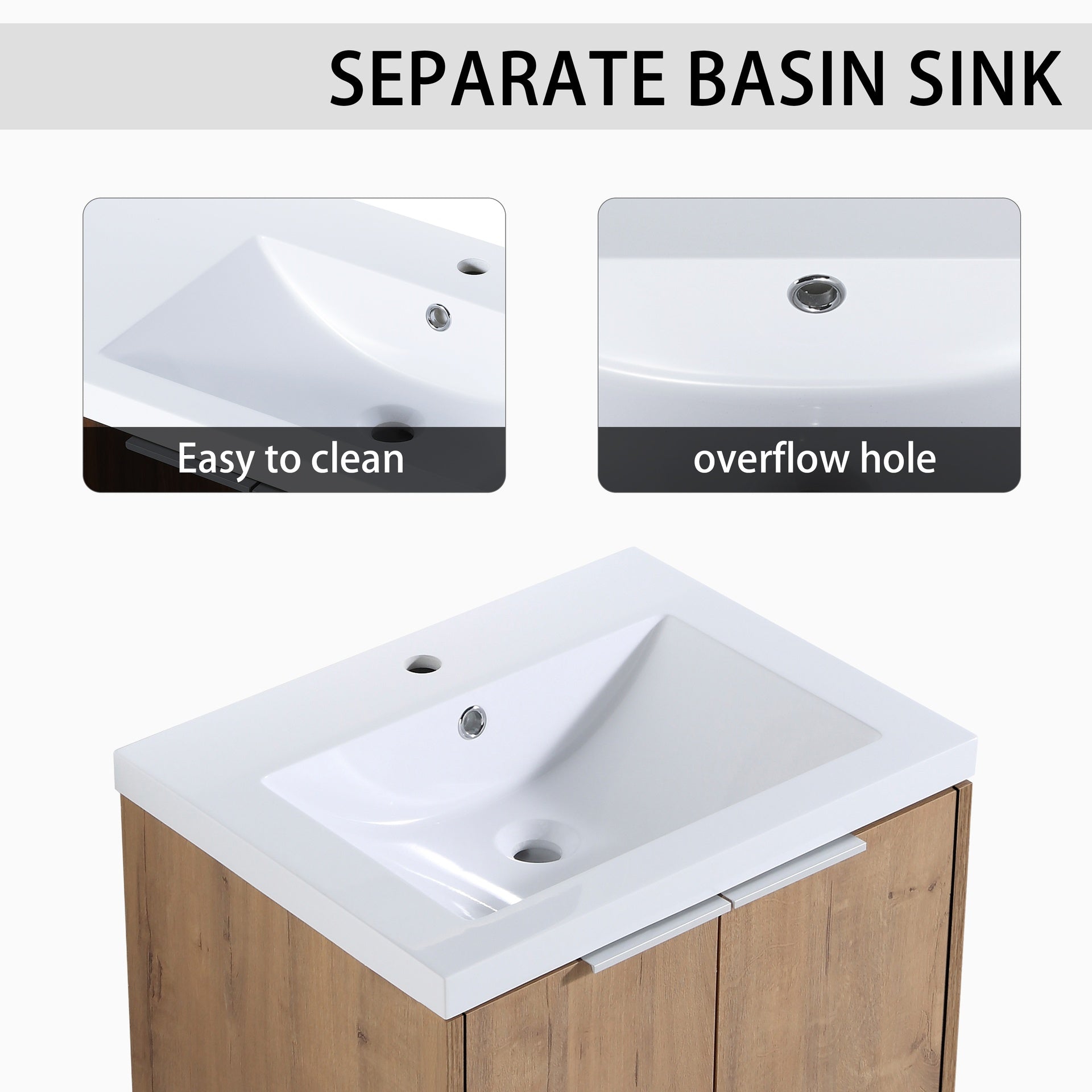 60" Wall-Mounted Bathroom Vanity With Sink and Side Cabinet, Soft Close Doors,00112IMOx2-0624IMOx2-0612GWH Combination Cabinet(KD-Packing)