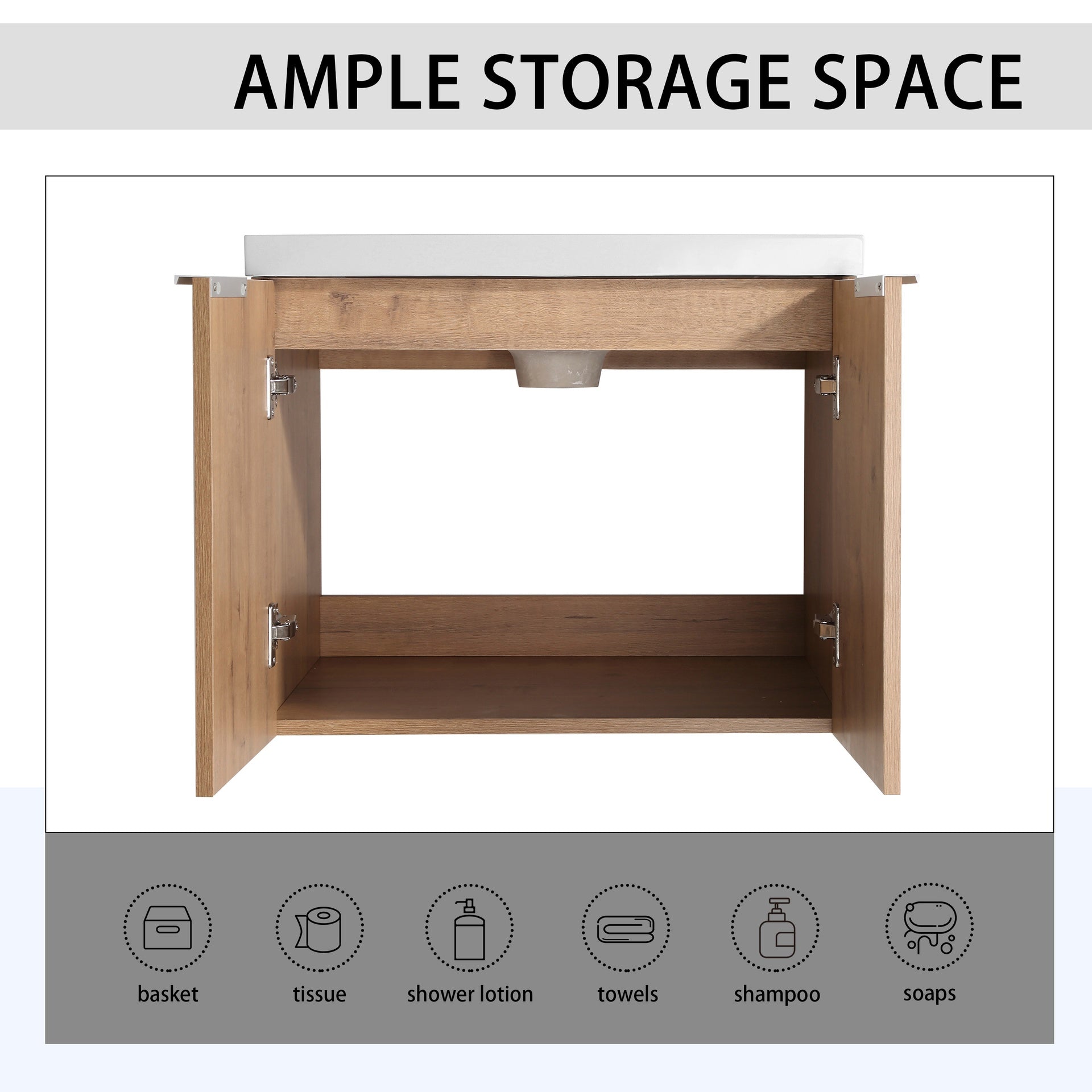 60" Wall-Mounted Bathroom Vanity With Sink and Side Cabinet, Soft Close Doors,00112IMOx2-0624IMOx2-0612GWH Combination Cabinet(KD-Packing)