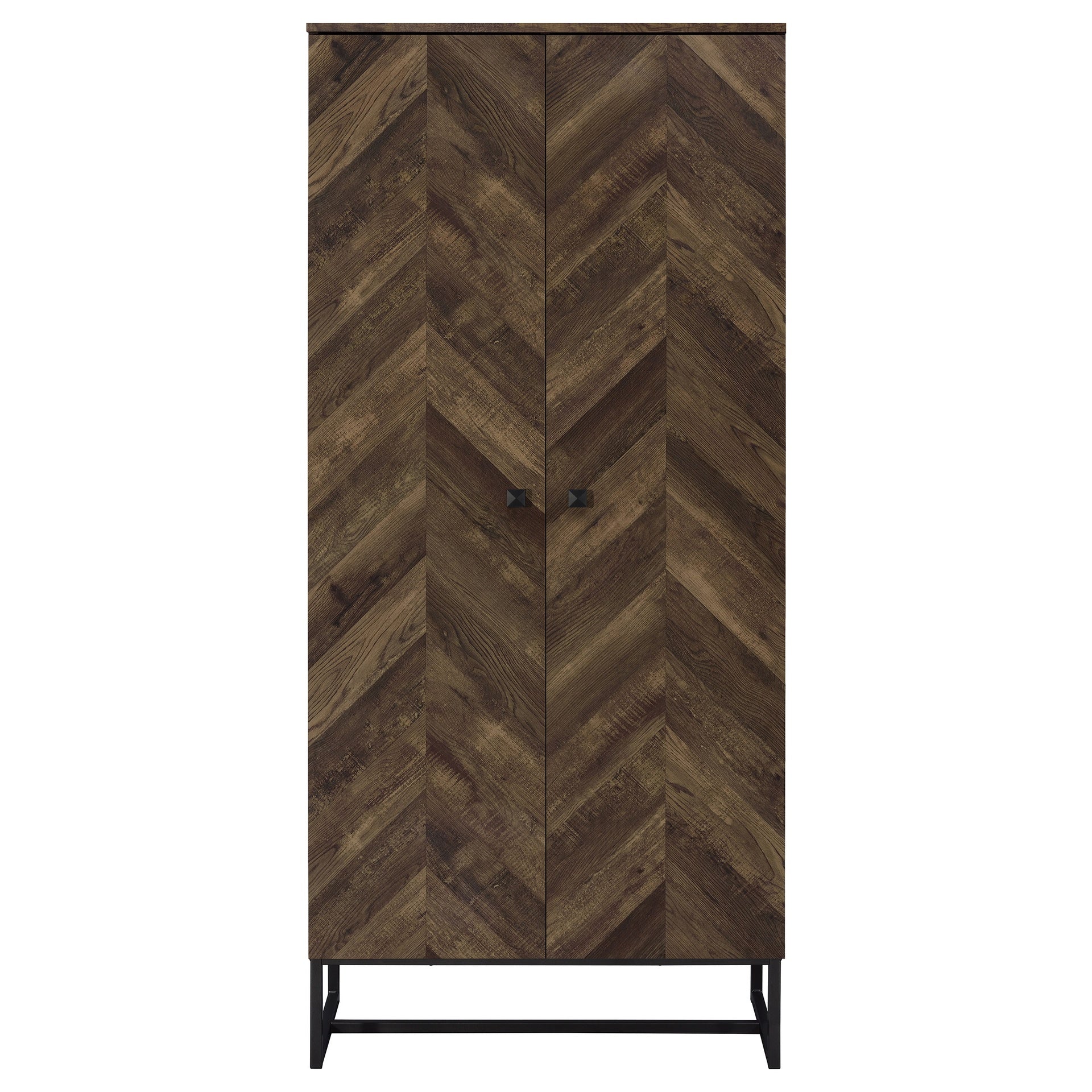 Gunderson Rustic Oak and Gunmetal 8-Shelf Accent Cabinet