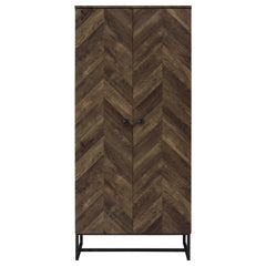 Gunderson Rustic Oak and Gunmetal 8-Shelf Accent Cabinet