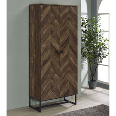 Gunderson Rustic Oak and Gunmetal 8-Shelf Accent Cabinet