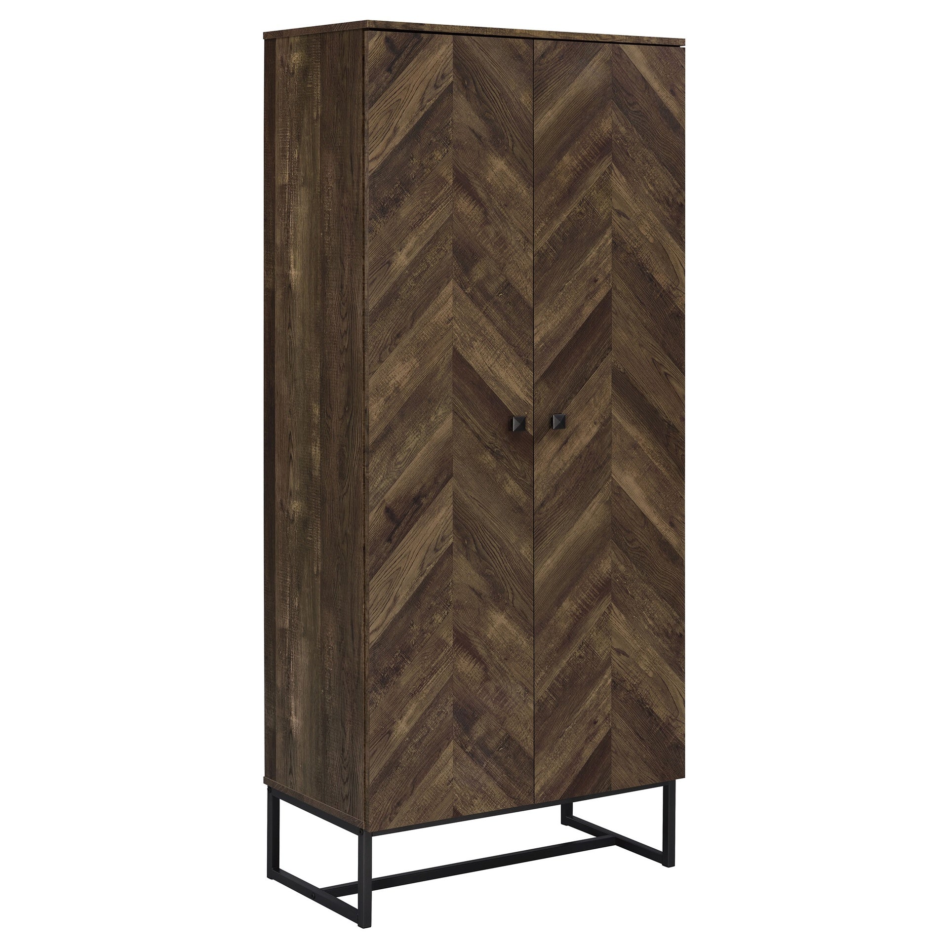 Gunderson Rustic Oak and Gunmetal 8-Shelf Accent Cabinet