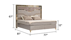 Omari Modern Style 4 Pc King Upholstered Bedroom Set Made with Wood and Gold Accents in Beige (NJ Inventory)