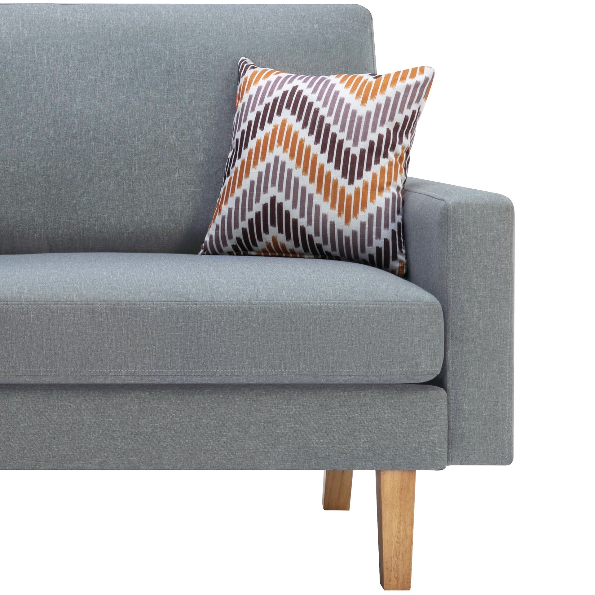 Bari 70"W Gray Linen Sofa with 2 Throw Pillows