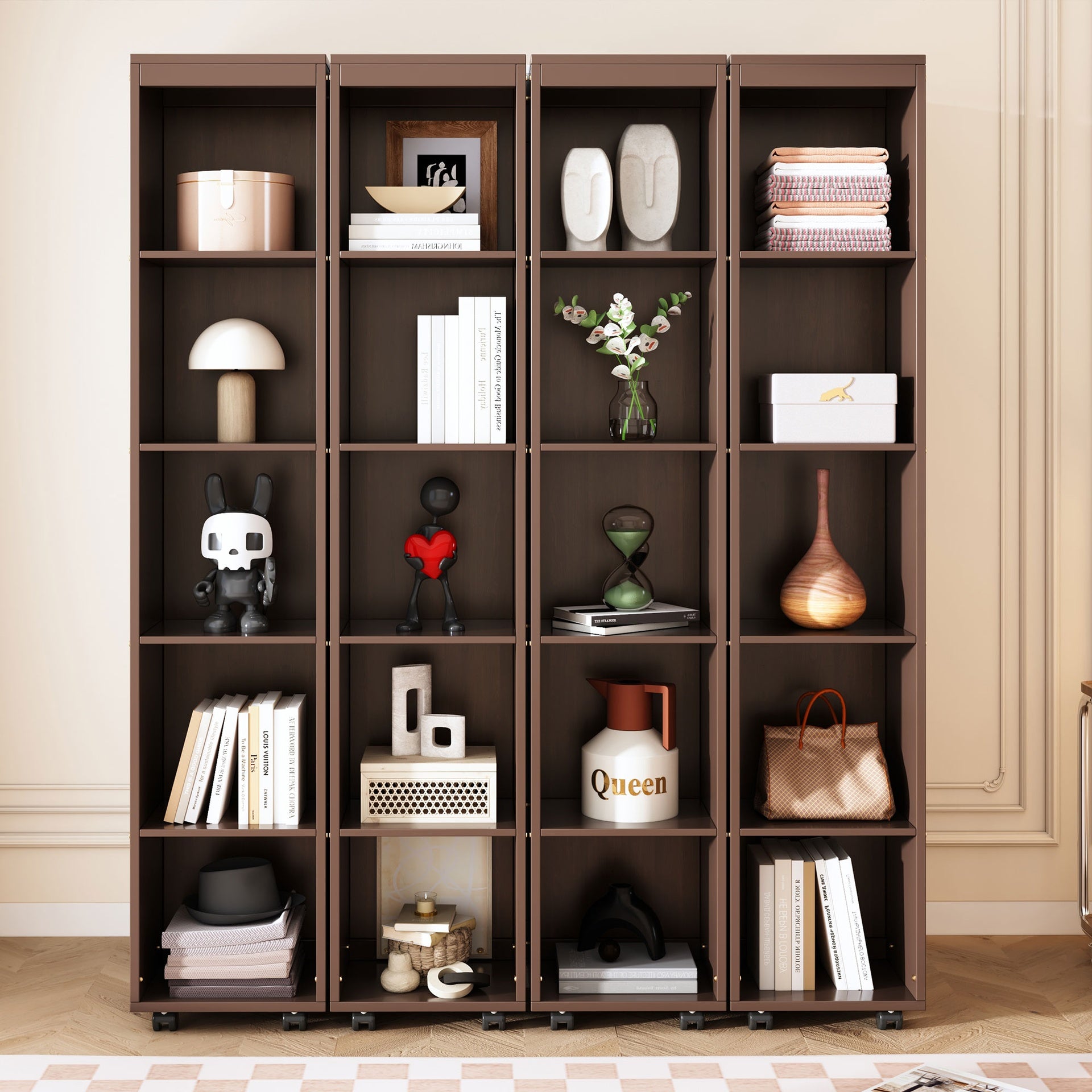 Queen Murphy Bed Wall Bed with Storage Doors, Espresso