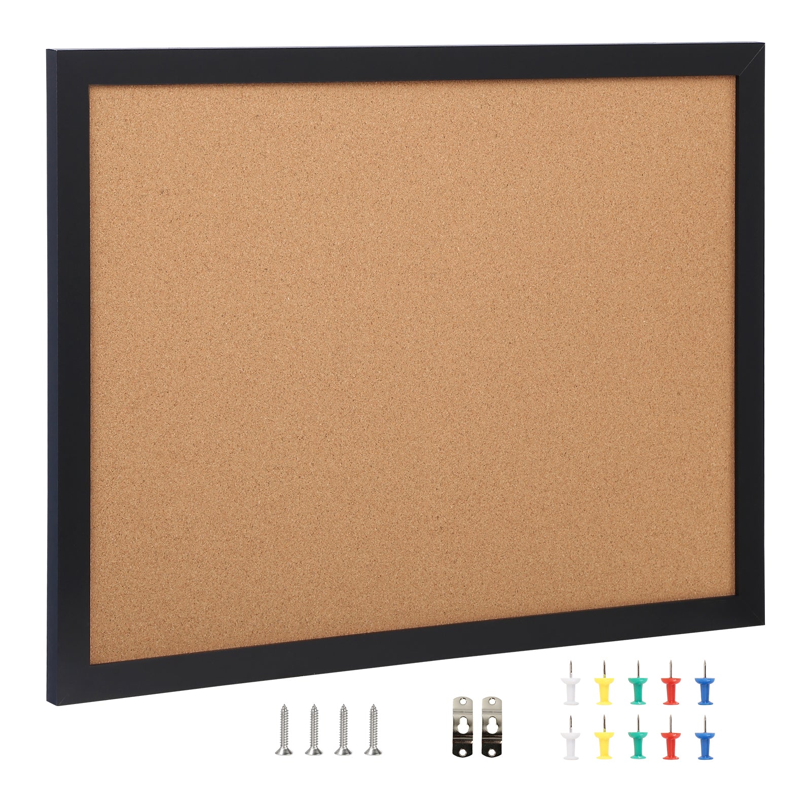 Cork Board, 36x24 inches Bulletin Board with MDF Sticker Frame, Vision Board Includes 10 Pushpins, for Display and Decoration in Office Home and School