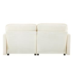 69" PLUSH CLOUD LOVESEAT: Modular 2-Seater Sectional Sofa with 22" Beige Chenille Cushions + 2 Throw Pillows - Compact Size for Apartment, Living Room, Bedroom (Beige)