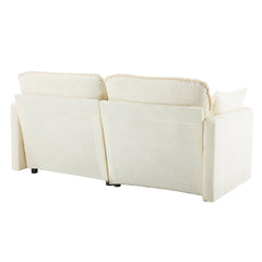 69" PLUSH CLOUD LOVESEAT: Modular 2-Seater Sectional Sofa with 22" Beige Chenille Cushions + 2 Throw Pillows - Compact Size for Apartment, Living Room, Bedroom (Beige)