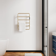 18.7" Heated Towel Rack for Bathroom,Wall Mounted with Intelligent Touch Screen Timer, 6-Bar Towel Warmer, 304 Stainless Steel Polished, Plug-in/Hard-Wired