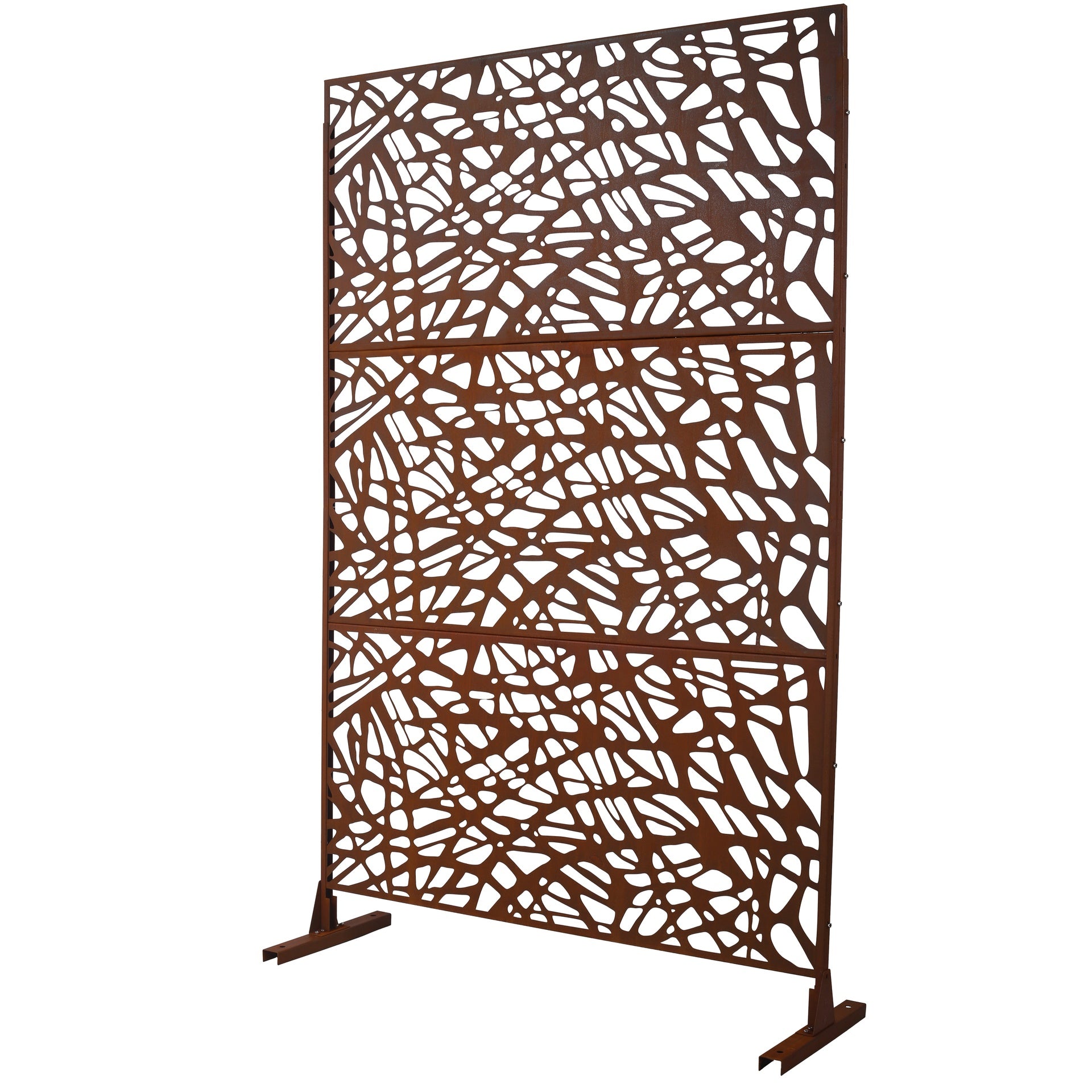 Outdoor & Indoor Privacy Screen Metal Privacy Screen 76" H×48" W, Freestanding Decorative Privacy Screen for Deck Balcony Patio, Privacy Fence Panels for Outside Lawn Garden PS102 RUSTY
