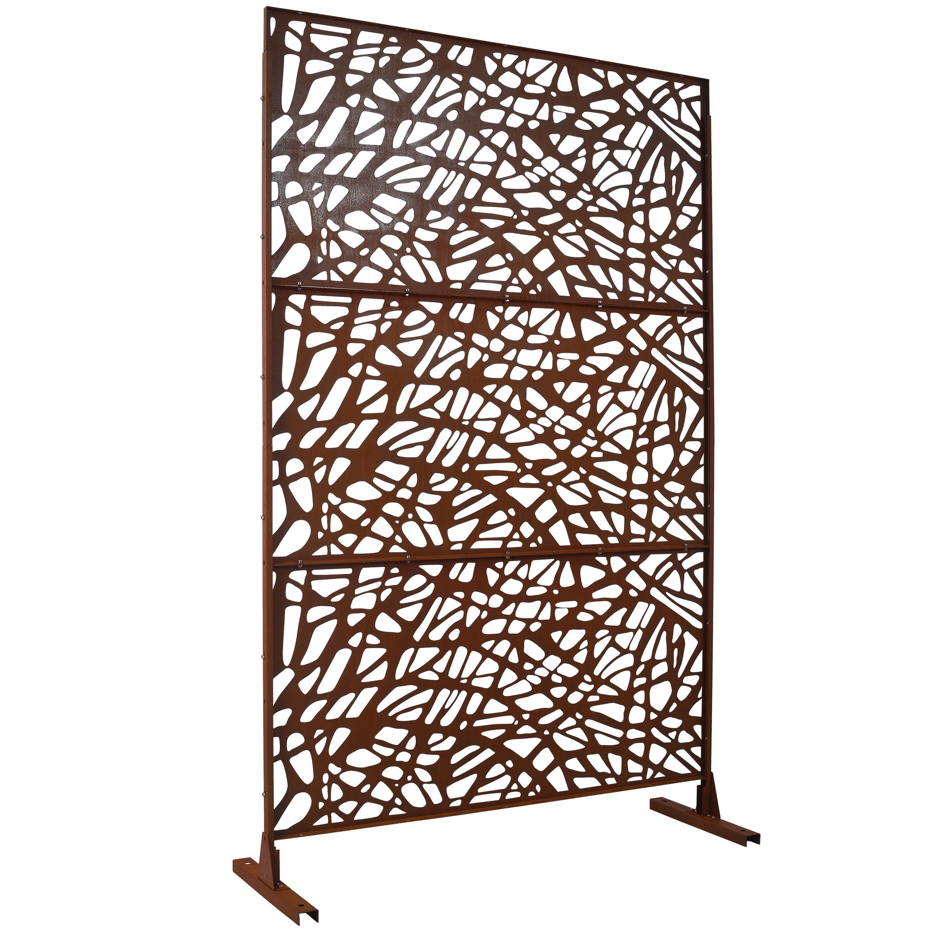Outdoor & Indoor Privacy Screen Metal Privacy Screen 76" H×48" W, Freestanding Decorative Privacy Screen for Deck Balcony Patio, Privacy Fence Panels for Outside Lawn Garden PS102 RUSTY