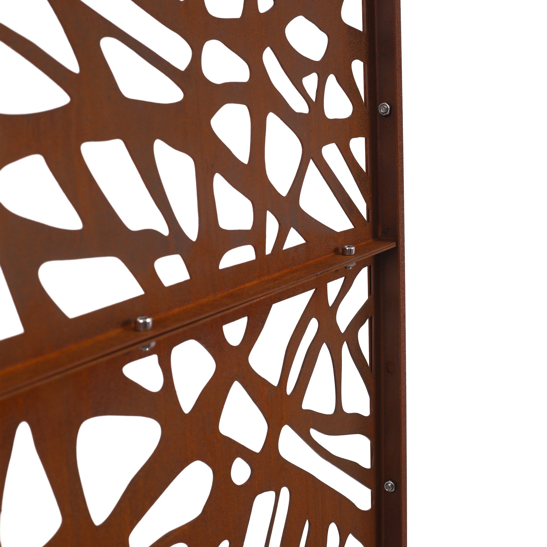 Outdoor & Indoor Privacy Screen Metal Privacy Screen 76" H×48" W, Freestanding Decorative Privacy Screen for Deck Balcony Patio, Privacy Fence Panels for Outside Lawn Garden PS102 RUSTY