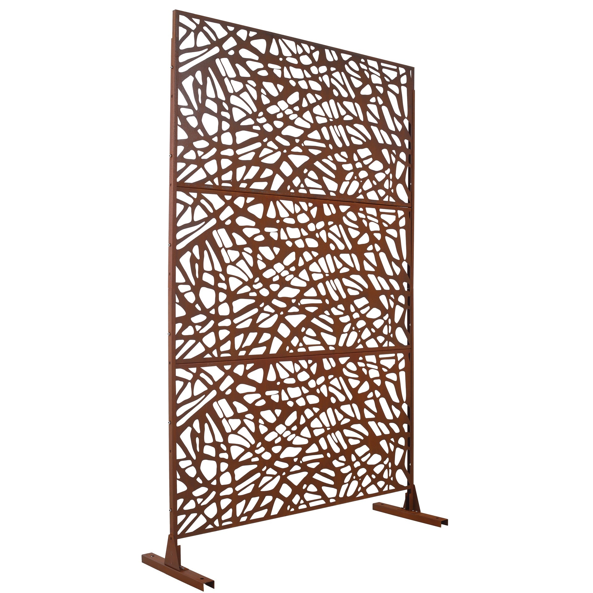 Outdoor & Indoor Privacy Screen Metal Privacy Screen 76" H×48" W, Freestanding Decorative Privacy Screen for Deck Balcony Patio, Privacy Fence Panels for Outside Lawn Garden PS102 RUSTY