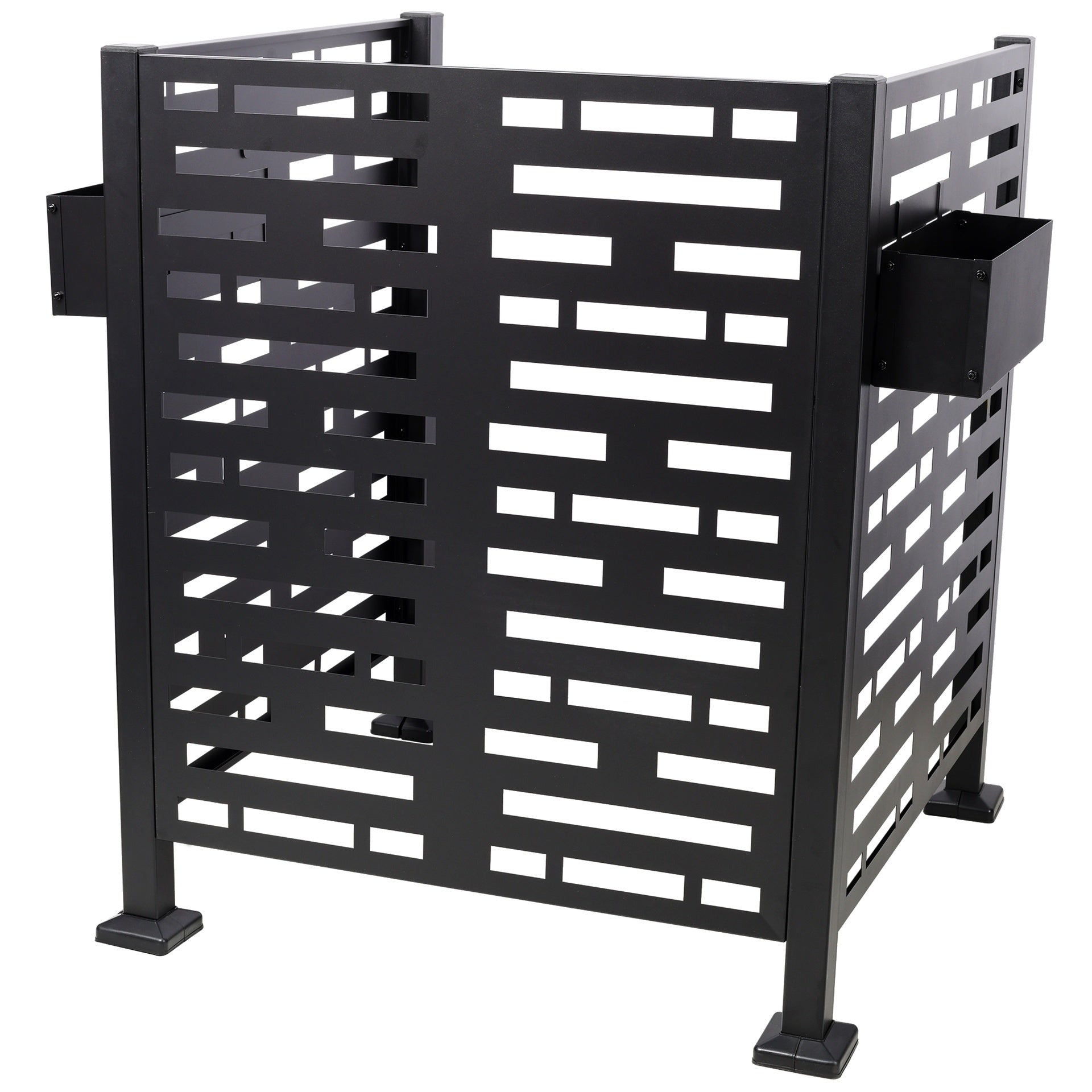 3*3FT Air Conditioner Fence for Outdoor Units Metal Privacy Fence,Metal Privacy Screen with Planter Boxes,Outdoor Freestanding Trash Can Fence