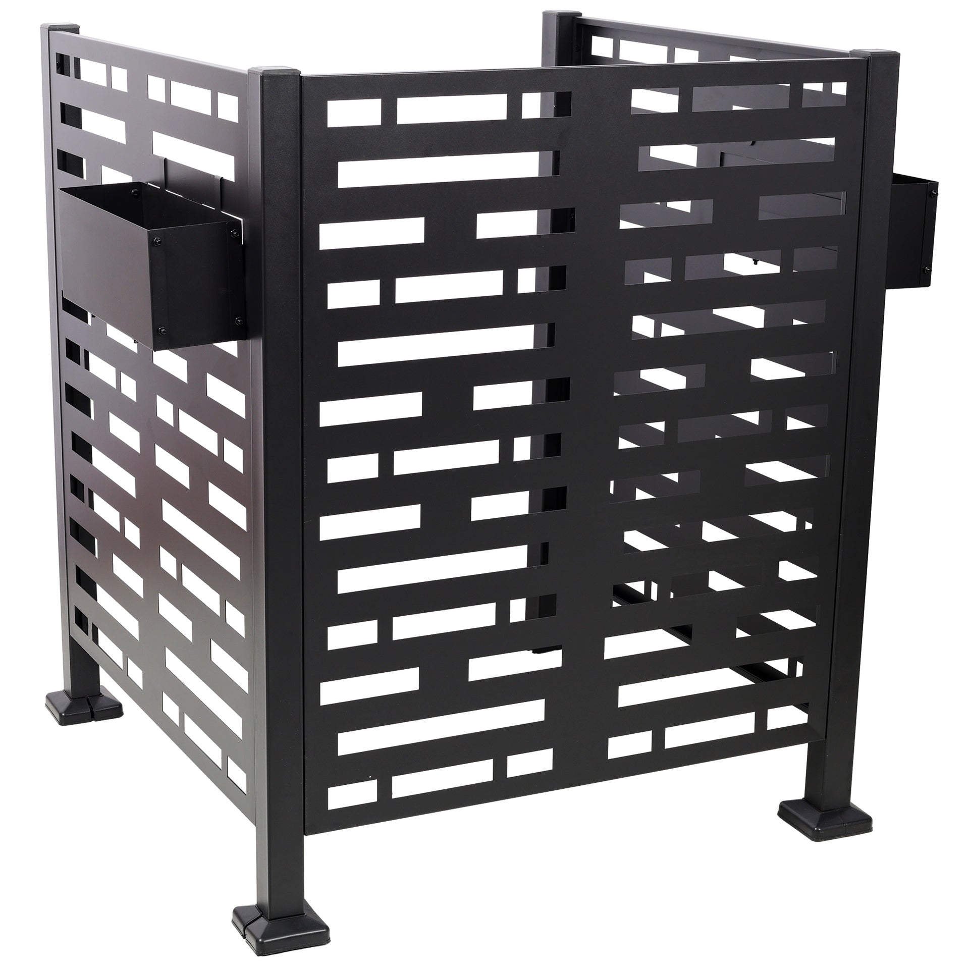 3*3FT Air Conditioner Fence for Outdoor Units Metal Privacy Fence,Metal Privacy Screen with Planter Boxes,Outdoor Freestanding Trash Can Fence