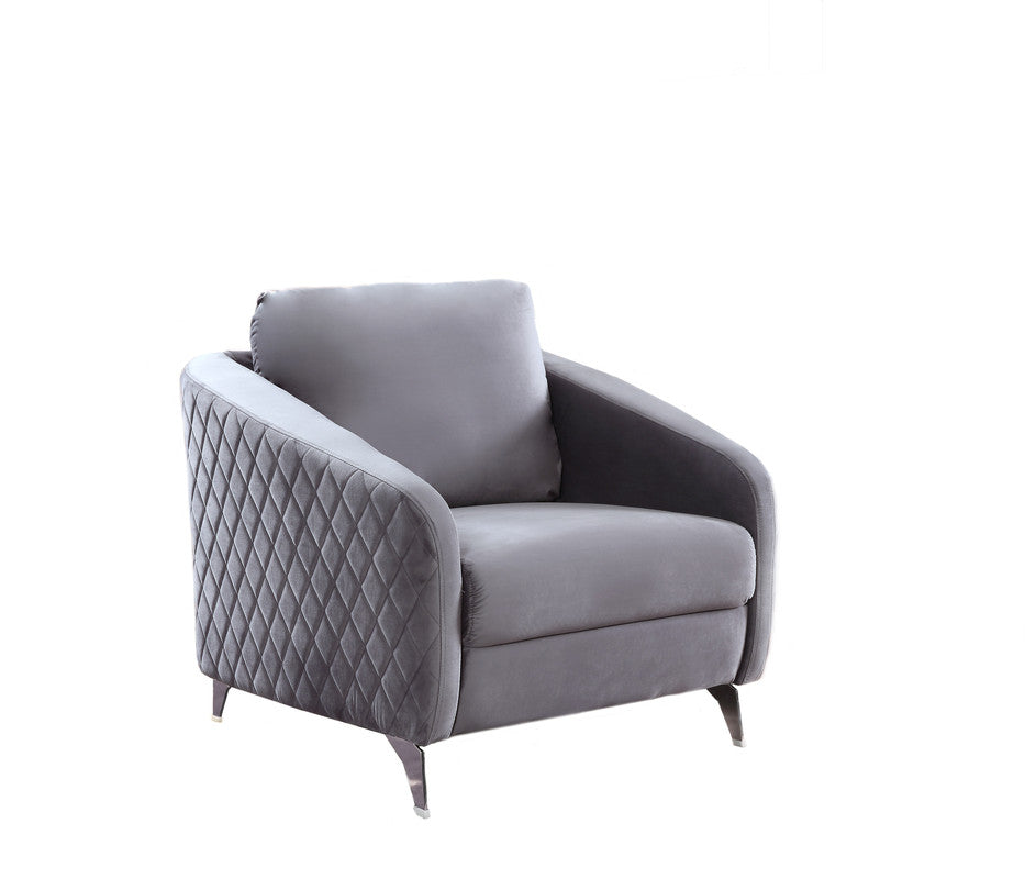 Livia 36"W Gray Velvet Modern Chic Accent Armchair