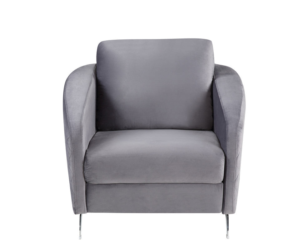 Livia 36"W Gray Velvet Modern Chic Accent Armchair