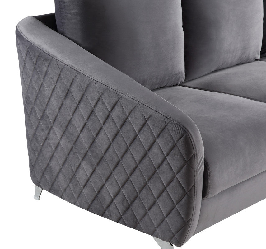Livia 36"W Gray Velvet Modern Chic Accent Armchair